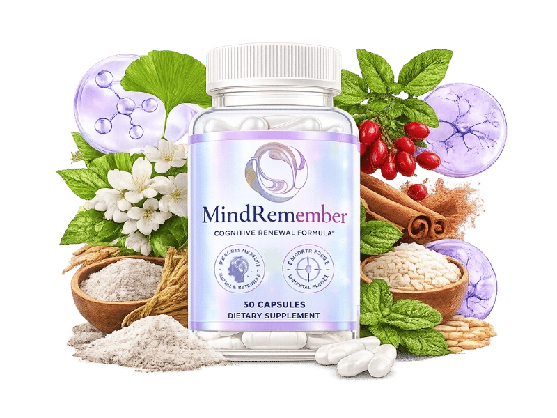 MindRemember memory and focus support supplement, single bottle of vegetarian capsules
